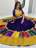Capricious Purple Thread Embroidered Cotton Navratri Special Lehenga Choli - Zeel Clothing