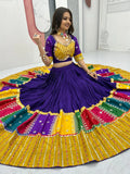 Capricious Purple Thread Embroidered Cotton Navratri Special Lehenga Choli - Zeel Clothing