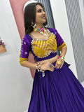 Capricious Purple Thread Embroidered Cotton Navratri Special Lehenga Choli - Zeel Clothing