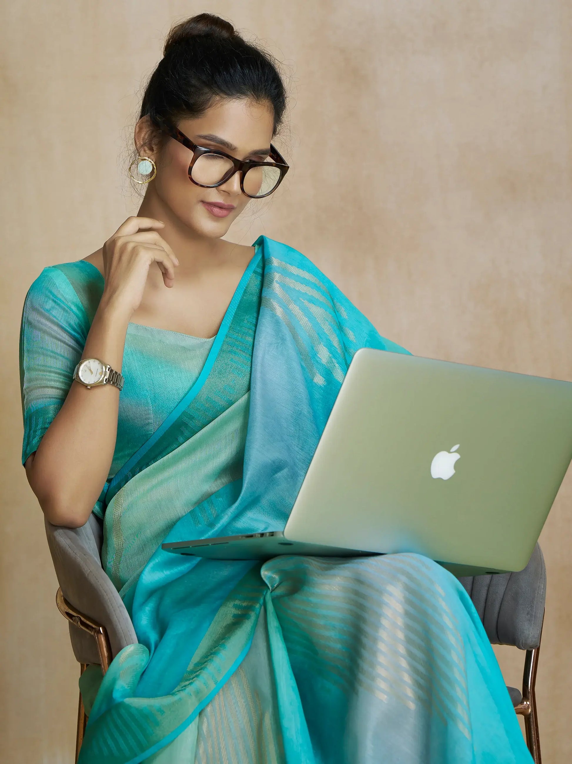 Captivating Aqua Blue Digital Printed Silk Casual Wear Saree With Blouse - Zeel Clothing