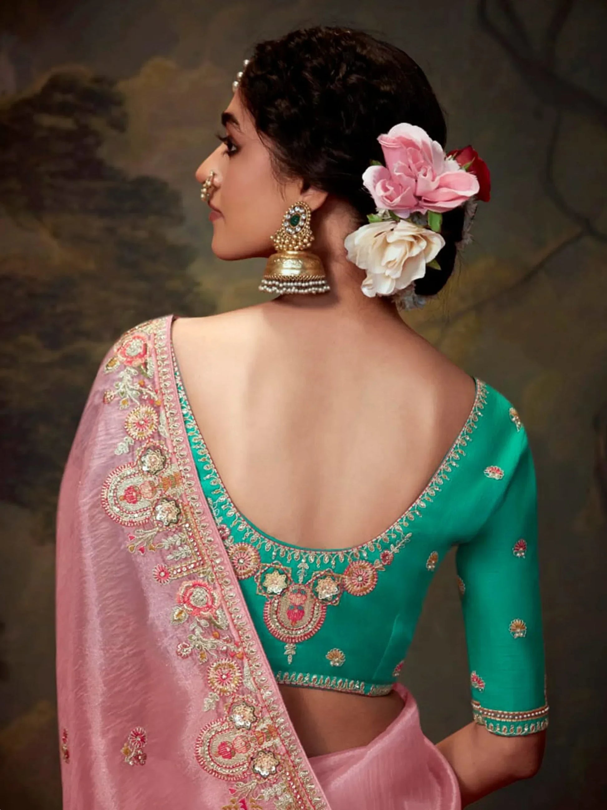 Captivating Baby Pink Embroidered Silk Engagement Wear Saree - Zeel Clothing