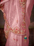 Captivating Baby Pink Embroidered Silk Engagement Wear Saree - Zeel Clothing