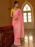 Captivating Baby Pink Weaving Silk Traditional Saree With Blouse