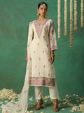 Captivating Beige Embroidered Organza Festive Wear Pant Suit with Dupatta - Zeel Clothing