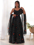 Captivating Black Bandhani Printed Chiffon Gown With Dupatta - Zeel Clothing