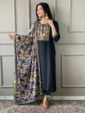 Captivating Black Embroidered Chanderi Silk Traditional Pant Suit - Zeel Clothing