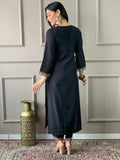 Captivating Black Embroidered Chanderi Silk Traditional Pant Suit - Zeel Clothing