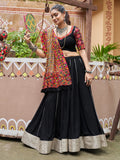 Captivating Black Embroidered Rayon Navratri Wear Lehenga Choli - Zeel Clothing