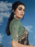 Captivating Black Lace Work Brasso Event Wear Saree With Blouse - Zeel Clothing