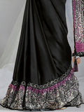 Captivating Black Sequins Satin Pre-Stitched Saree With Blouse - Zeel Clothing