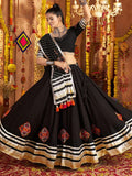Captivating Black Thread Work Rayon Navratri Wear Lehenga Choli With Dupatta - Zeel Clothing
