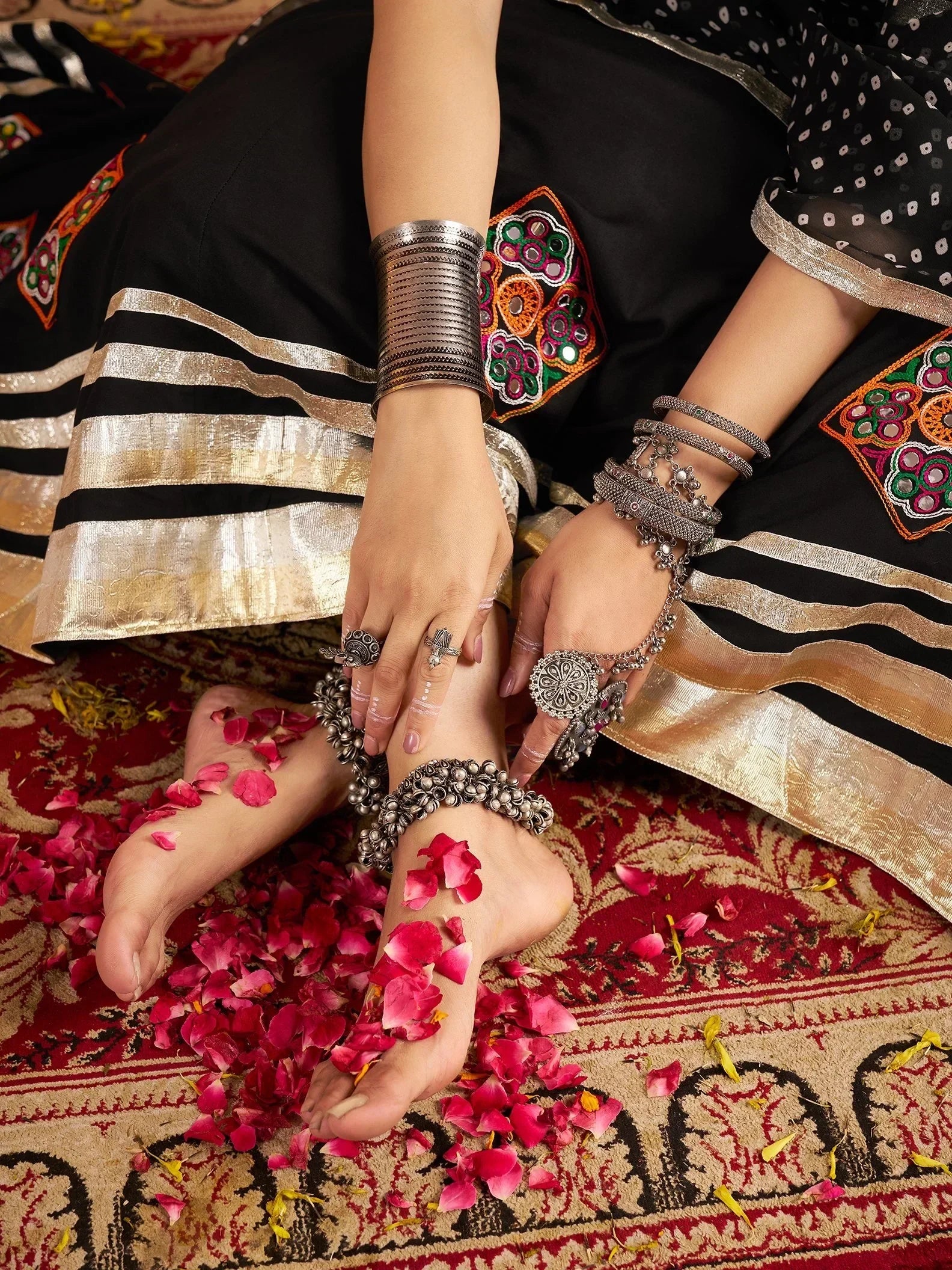 Captivating Black Thread Work Rayon Navratri Wear Lehenga Choli With Dupatta - Zeel Clothing