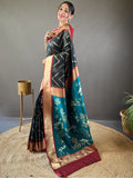 Captivating Black Zari Weaving Silk Event Wear Saree With Blouse - Zeel Clothing