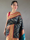 Captivating Black Zari Weaving Silk Event Wear Saree With Blouse - Zeel Clothing