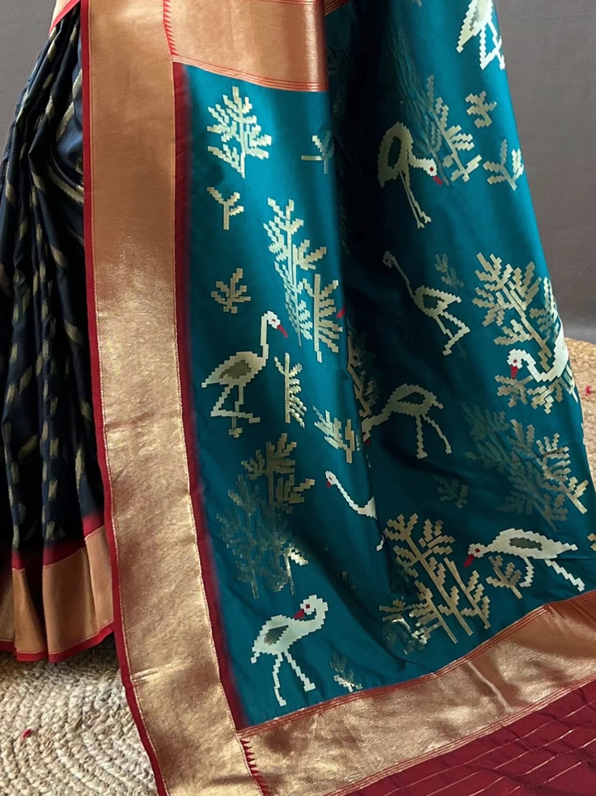 Captivating Black Zari Weaving Silk Event Wear Saree With Blouse - Zeel Clothing