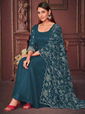 Captivating Blue Embroidered Georgette Anarkali Suit With Dupatta - Zeel Clothing