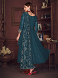 Captivating Blue Embroidered Georgette Anarkali Suit With Dupatta - Zeel Clothing