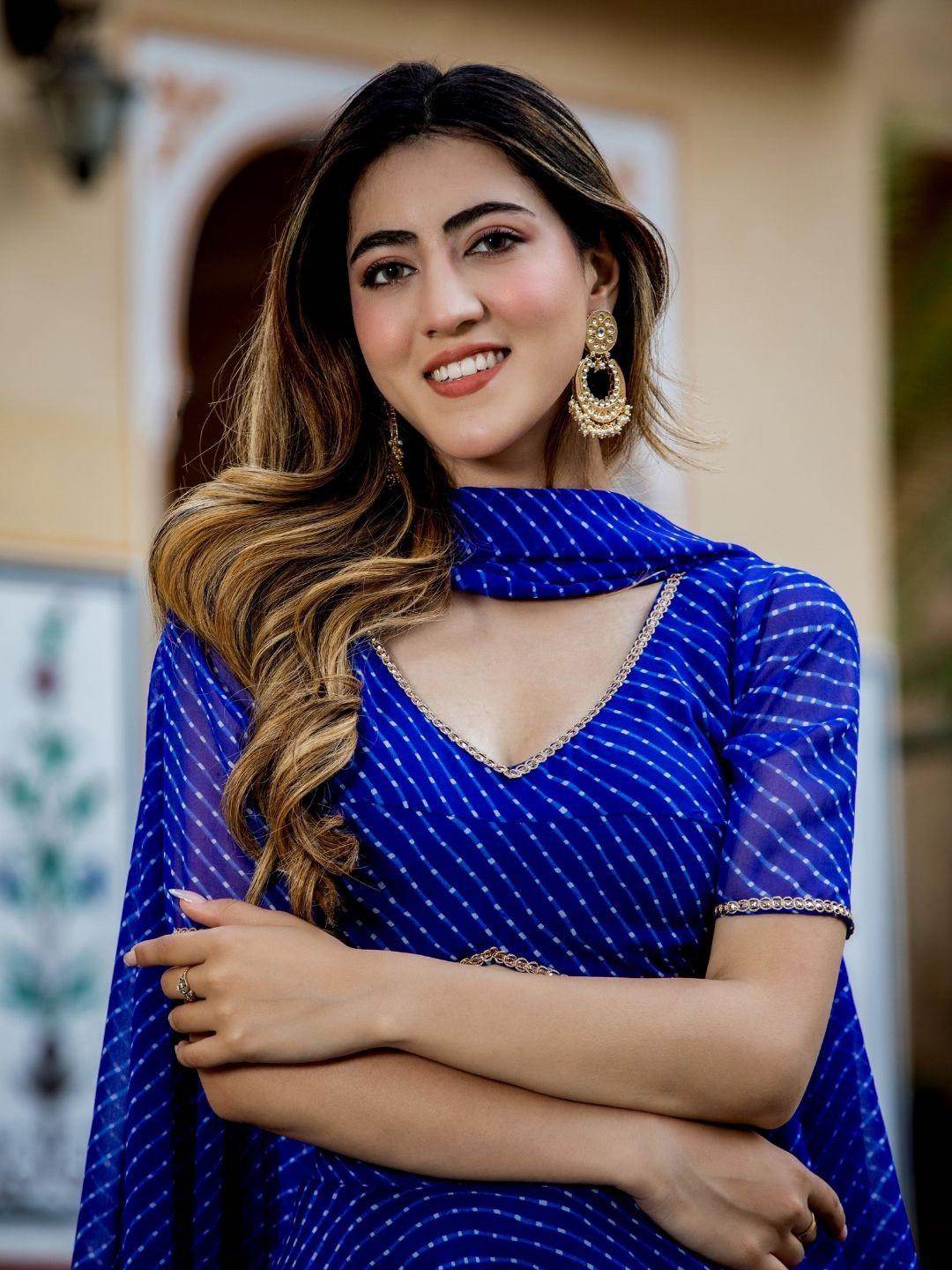 Captivating Blue Laheriya Print Georgette Designer Lehenga Choli - Zeel Clothing