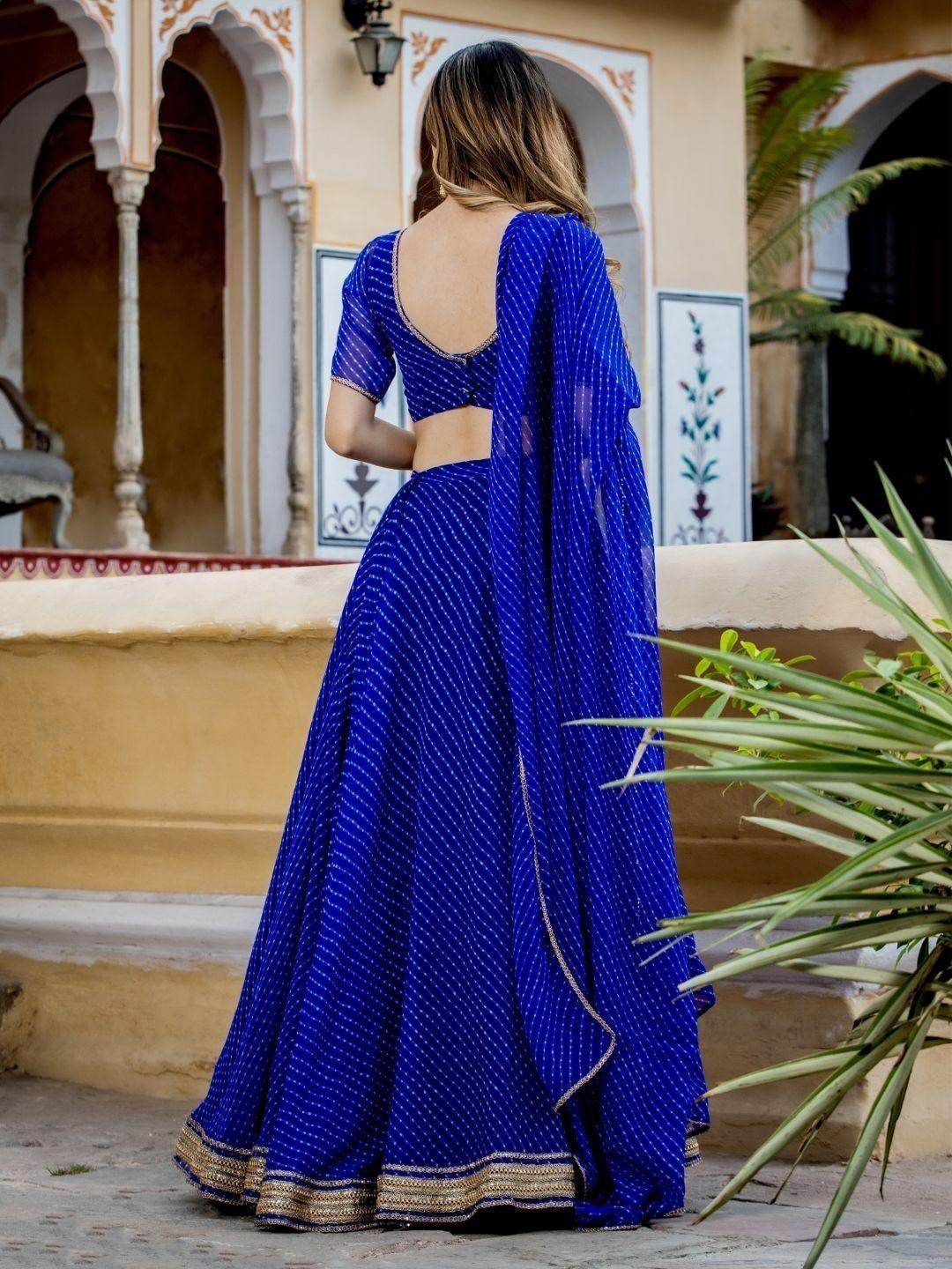 Captivating Blue Laheriya Print Georgette Designer Lehenga Choli - Zeel Clothing