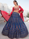Captivating Blue Sequins Georgette Lehenga Choli With Dupatta - Zeel Clothing