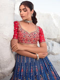 Captivating Blue Sequins Georgette Lehenga Choli With Dupatta - Zeel Clothing