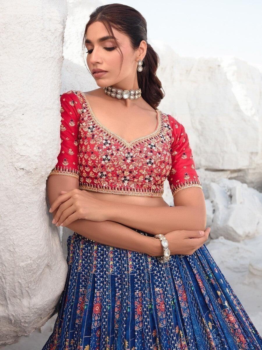 Captivating Blue Sequins Georgette Lehenga Choli With Dupatta - Zeel Clothing