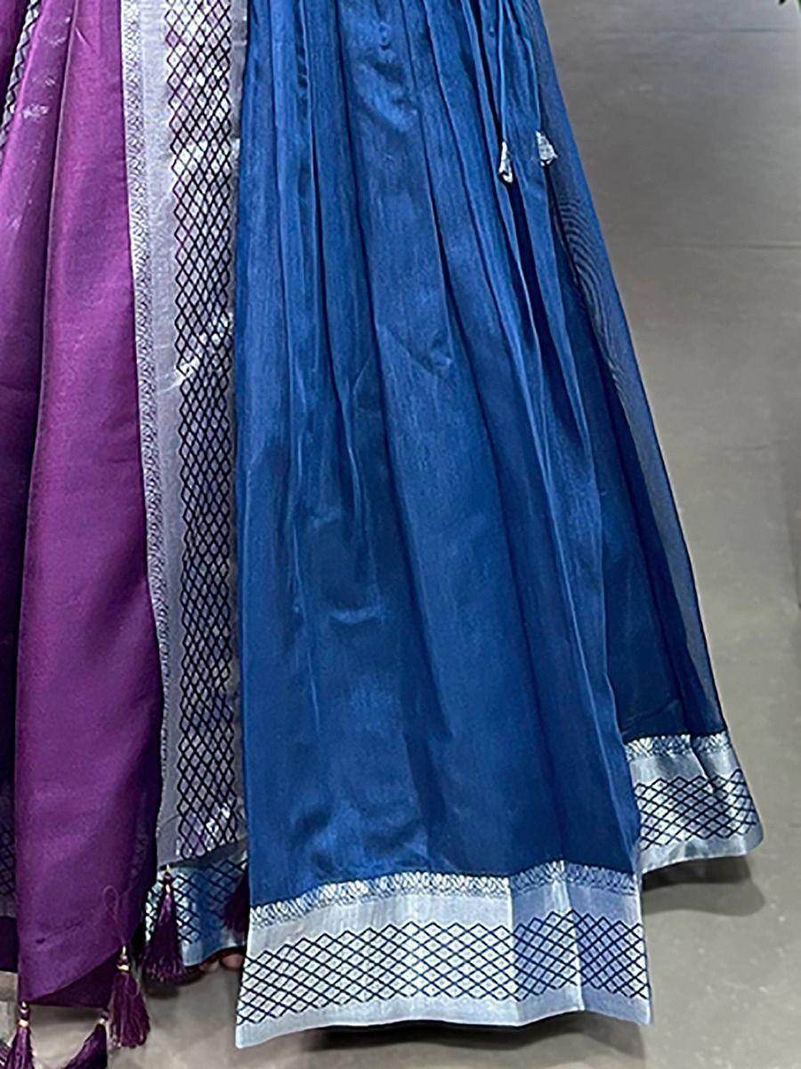 Captivating Blue Woven Dupion Silk Wedding Wear Lehenga Choli - Zeel Clothing