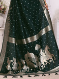 Captivating Bottle Green Zari Weaving Kochi Silk Mehendi Wear Saree With Blouse - Zeel Clothing