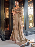 Captivating Brown Printed Silk Festival Wear Saree With Blouse - Zeel Clothing