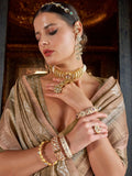 Captivating Brown Printed Silk Festival Wear Saree With Blouse - Zeel Clothing