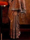 Captivating Brown Weaving Silk Function Wear Saree With Blouse - Zeel Clothing