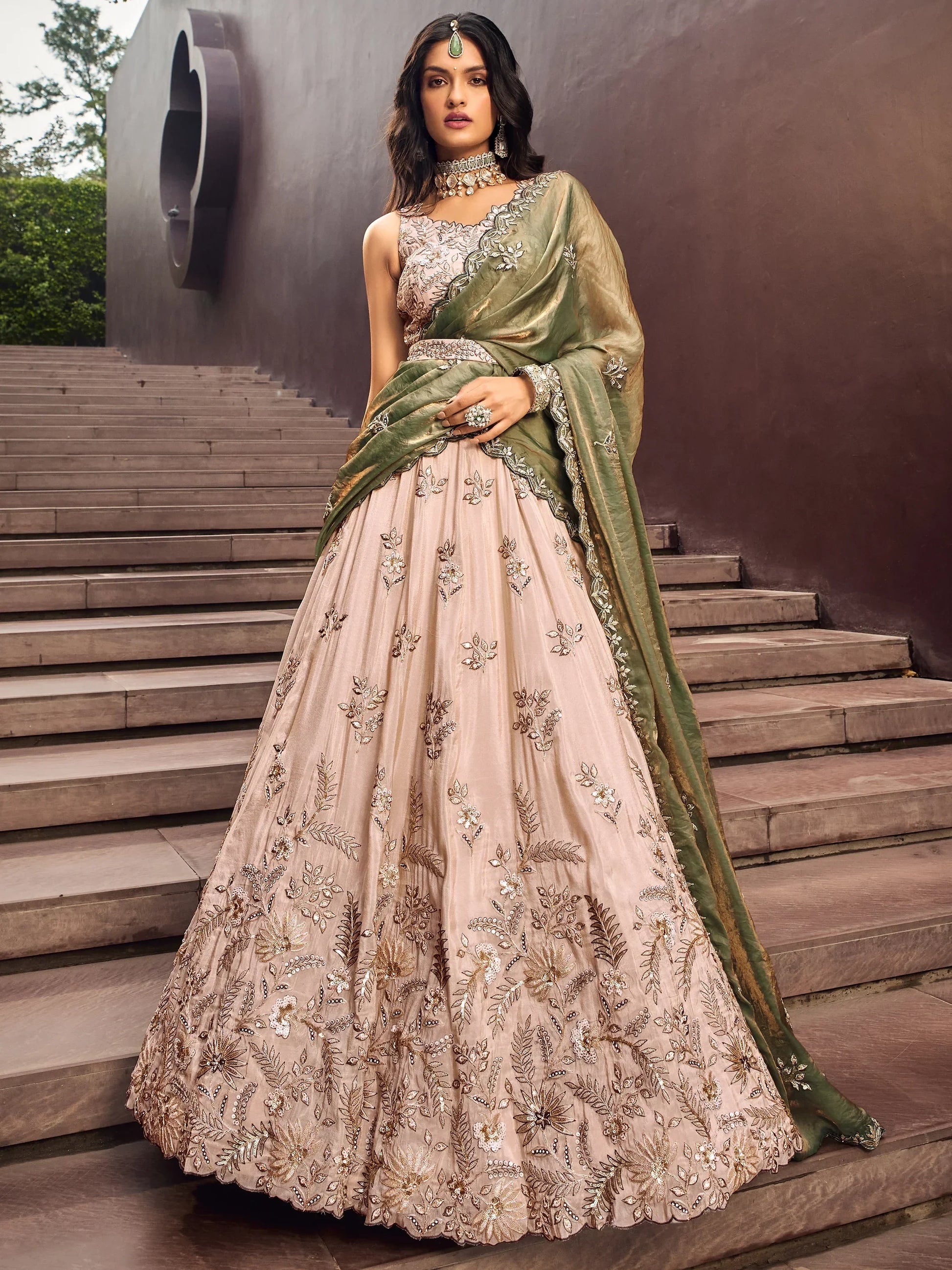 Captivating Cream Embroidered Rayon Wedding Wear Lehenga Choli - Zeel Clothing