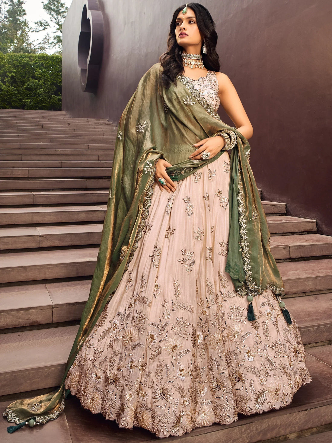 Captivating Cream Embroidered Rayon Wedding Wear Lehenga Choli - Zeel Clothing
