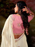 Captivating Cream Sequins Organza Traditional Saree With Blouse - Zeel Clothing