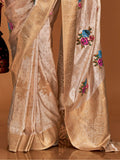 Captivating Cream Weaving Satin Event Wear Saree With Blouse - Zeel Clothing