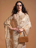 Captivating Cream Zari Weaving Georgette Traditional Saree With Blouse - Zeel Clothing