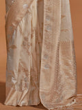 Captivating Cream Zari Weaving Georgette Traditional Saree With Blouse - Zeel Clothing