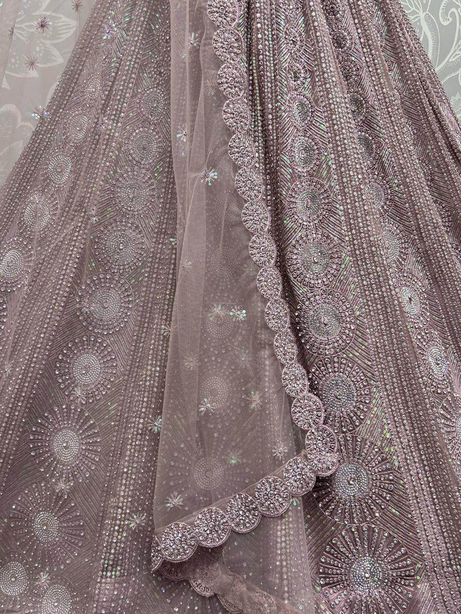 Captivating Dusty Pink Sequins Net Reception Wear Lehenga Choli - Zeel Clothing