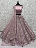 Captivating Dusty Pink Sequins Net Reception Wear Lehenga Choli - Zeel Clothing
