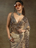 Captivating Golden Jarkan Work Satin Wedding Wear Saree With Blouse - Zeel Clothing