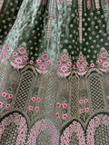 Captivating Green Embroidered Work Velvet Bridal Lehenga Choli - Zeel Clothing