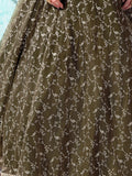 Captivating Green Foil Work Net Reception Wear Gown - Zeel Clothing