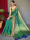 Captivating Green Patola Printed Silk Wedding Wear Saree - Zeel Clothing