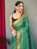 Captivating Green Patola Printed Silk Wedding Wear Saree - Zeel Clothing