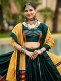 Captivating Green Printed Cotton Navratri Lehenga Choli With Dupatta - Zeel Clothing
