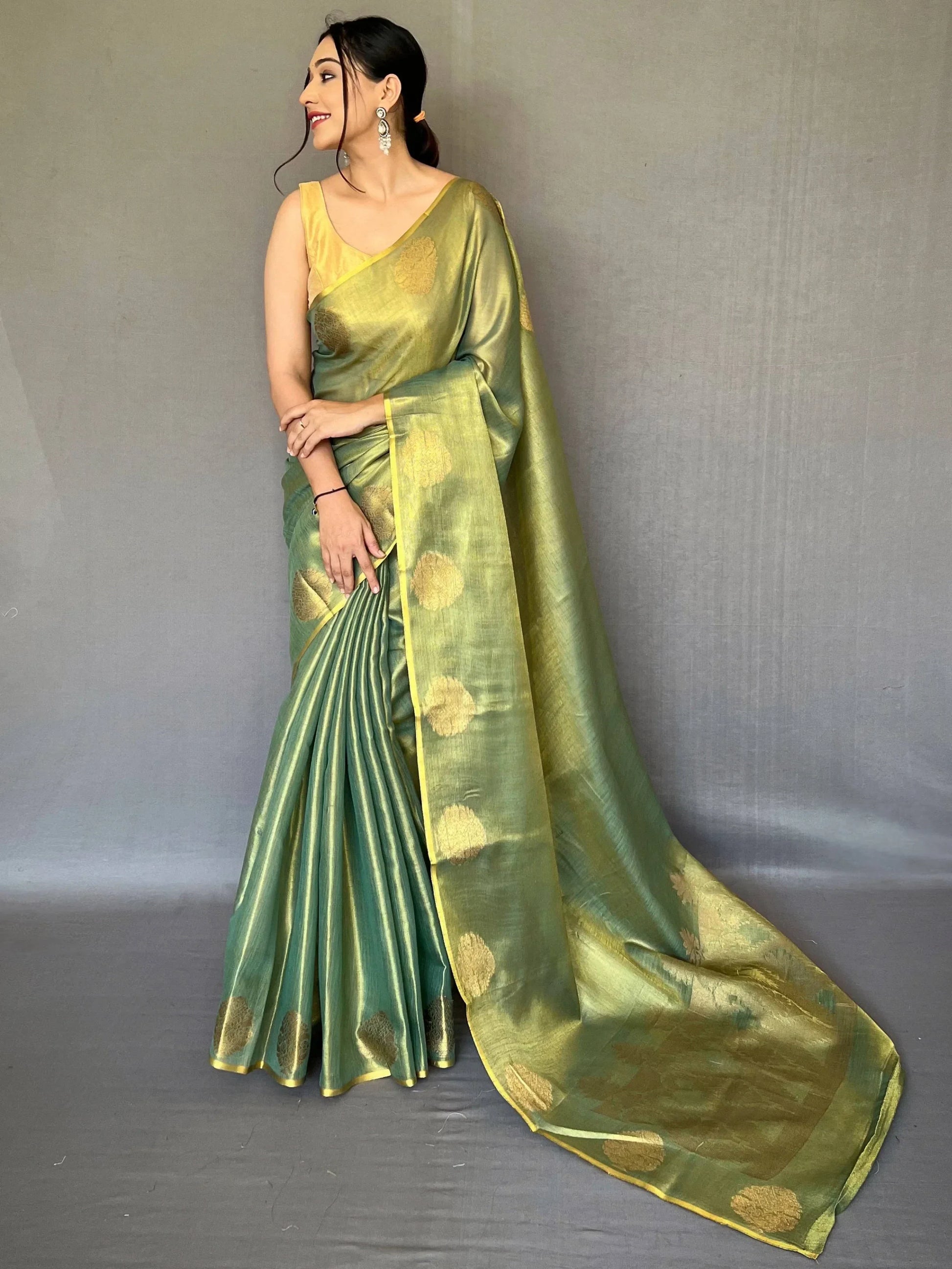 Captivating Green Woven Silk Wedding Wear Saree With Blouse - Zeel Clothing