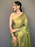 Captivating Green Woven Silk Wedding Wear Saree With Blouse - Zeel Clothing