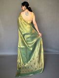 Captivating Green Woven Silk Wedding Wear Saree With Blouse - Zeel Clothing
