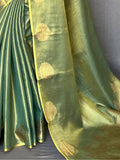 Captivating Green Woven Silk Wedding Wear Saree With Blouse - Zeel Clothing