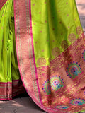 Captivating Green Zari Weaving Paithani Silk Saree With Blouse - Zeel Clothing